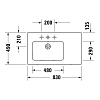 Duravit ME by Starck Раковина 83x49 см, 1 отв., подвесная, с переливом, с полкой справа, цвет: белый
