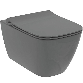 Ideal Standard Ideal Standard i.life B Унитаз подвесной, 54.5х36см., безободковый, с технологией RimLS+, с сиденьем, цвет: Серый глянцевый