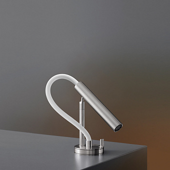 CEA Design ASTA Смеситель для раковины, 1 отв., прогрессивный, с регулируемым и съёмным изливом, цвет: нержавеющая сталь/белый