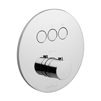Paffoni Compact Box Смеситель для душа, с 3 кнопками переключателя потоков, круглый, термостатический, встраиваемый, на 3 выхода, цвет: хром