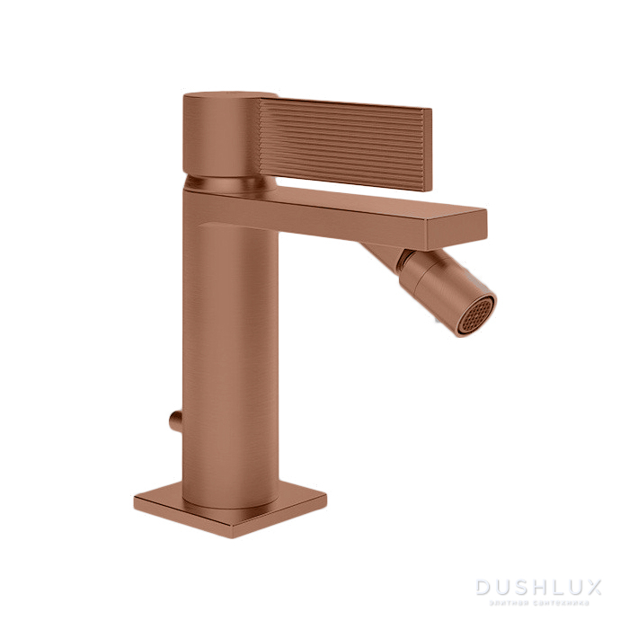 Фото Gessi Inverso Rigato Смеситель для биде, 1 отв., с донным клапаном, цвет: Copper Brushed PVD