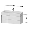 Duravit XViu Тумба подвесная 98.4x45.4x39.7см с раковиной, с 2 выдв ящик, цвет: белый глянцевый/champagne matt