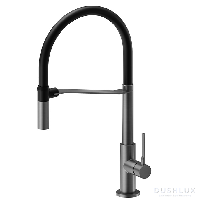 Фото Newform Maki Смеситель для кухни, 1 отв., цвет: Brushed gun metal/Matt black