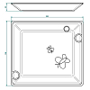 THG CAPUCINE VERT DECOR PLATINE Поднос керамический 220х198 мм., настольный, large size, декор платина/зеленый, цвет: белый