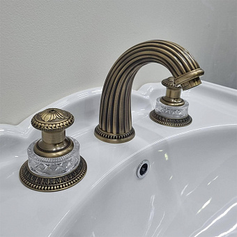 Devon&Devon Excelsior Swan Смеситель для раковины на 3 отверстия, донный клапан, цвет: античная латунь