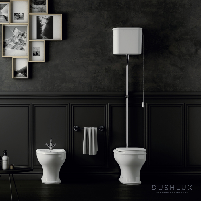 Фото AZZURRA CHARME унитаз напольный 52x40см, слив универсальный, с креплением VFV, цвет: белый/хром