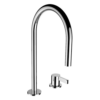 Laufen Kartell Смеситель для раковины на 2 отв, с донным клапаносм, поворотный излив 166 мм, цвет: хром