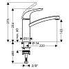 Hansgrohe Logis M31 Кухонный смеситель на 1 отв, однорычажный, поворотный излив 220мм,  h155мм, 1jet, цвет: хром