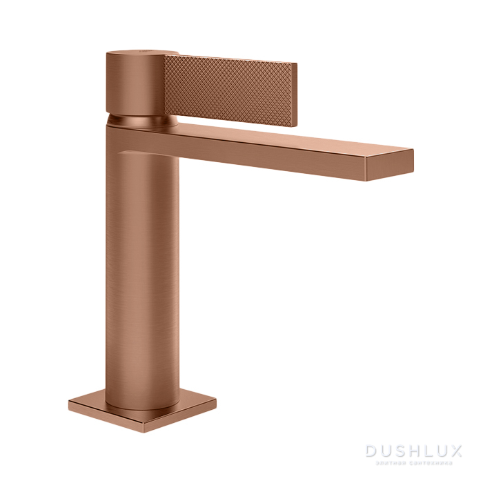 Фото Gessi Inverso Diamantato Смеситель для раковины, 1 отв., с донным клапаном "Stop&Go", цвет: Copper Brushed PVD