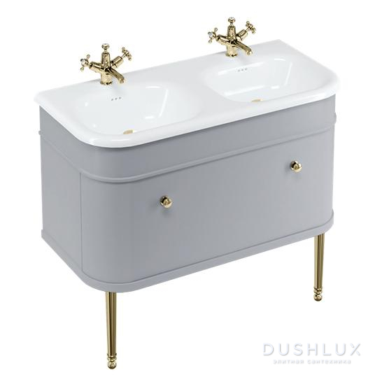 Фото Burlington Chalfont Тумба с раковиной, 100x48см., напольная, цвет: серый матовый/золото