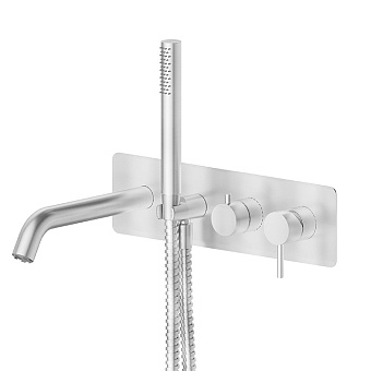 Newform X-Steel 316 Смеситель для ванны, встраиваемый, с ручным душем, цвет: нержавеющая сталь