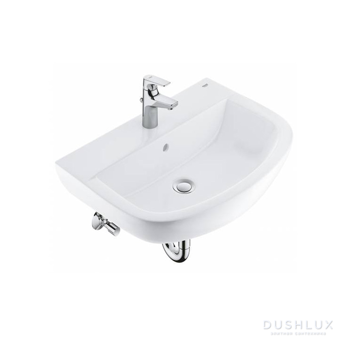 Фото Grohe Bau Ceramic Раковина 60 см, 1 отв., подвесная, смеситель StartFlow, цвет: белый
