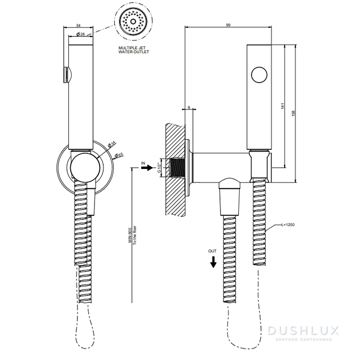 Gessi Inciso Гигиенический душ на 1/2\", цвет: brushed copper pvd ...