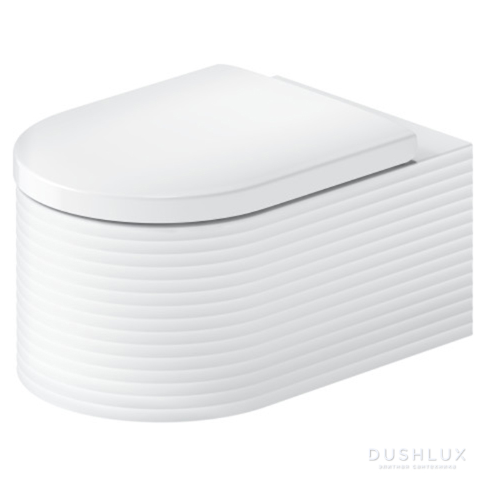 Фото Duravit Millio Унитаз подвесной, 37x57см., декор "Grooves", крепление в компл., цвет: белый шелковисто-матовый