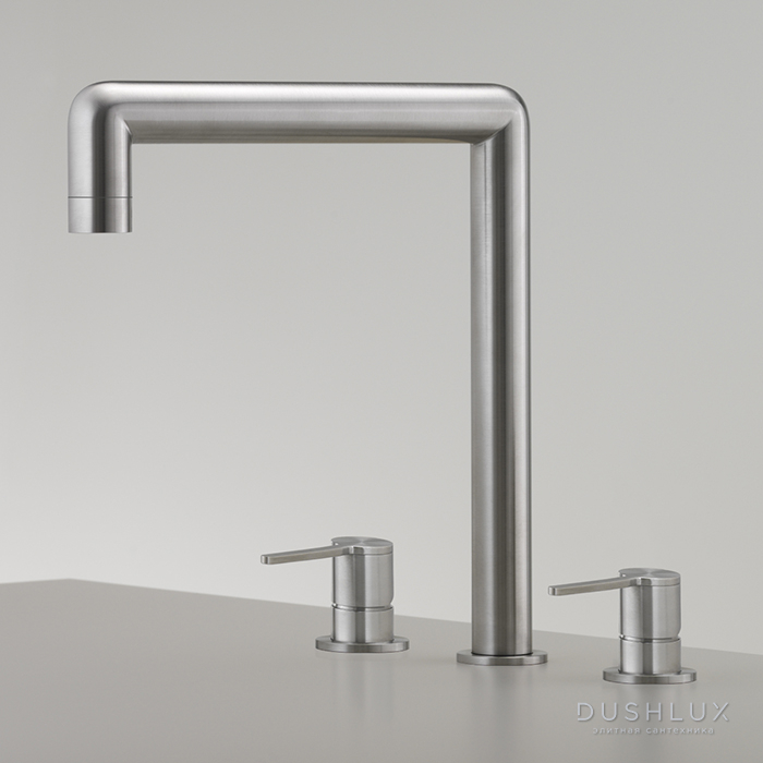 Фото CEA Design ETW Смеситель для кухни, 3 отв., с поворотным изливом, цвет: нержавеющая сталь