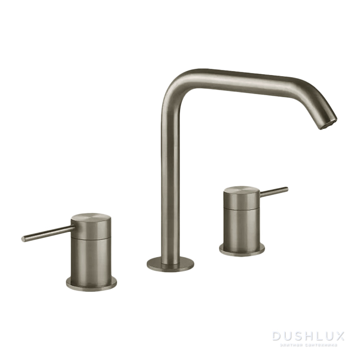 Фото Gessi 316 Смеситель для раковины, на 3 отв., излив: 15.6см, h: 20.1см, цвет: warm bronze brushed pvd