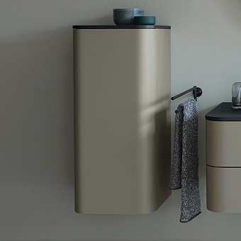 Duravit Happy D.2 Plus Шкаф подвесной 40x36х88см с 2 стеклянными полками, 1 дверь, петли слева, цвет: stone grey satin matt/brushed walnut