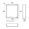 EMCO Prime2 Зеркальный шкаф 60x70см., с подсветкой, навесной, 1 дверь, L, 2 полки, розетка, цвет: черный