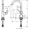 Hansgrohe Talis Смеситель для раковины с донным клапаном Push-Open, на 1 отв., поворотный излив 154мм, h210мм, цвет: хром