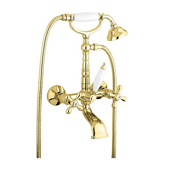 Emmevi Deco Old Смеситель для ванны, настенный, с ручным душем, цвет: золото