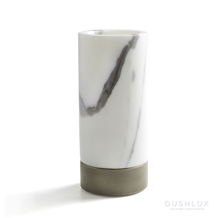 Фото 3SC Apuana 2.0 Стакан настольный d6,5хh15 см, цвет: мрамор White Statuario/никель сатинированный полированный