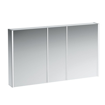 Laufen Frame Зеркальный шкаф 130x75см., LED-подсветка, алюминий, 3 двери, 2 розетки, с дефектом плафона
