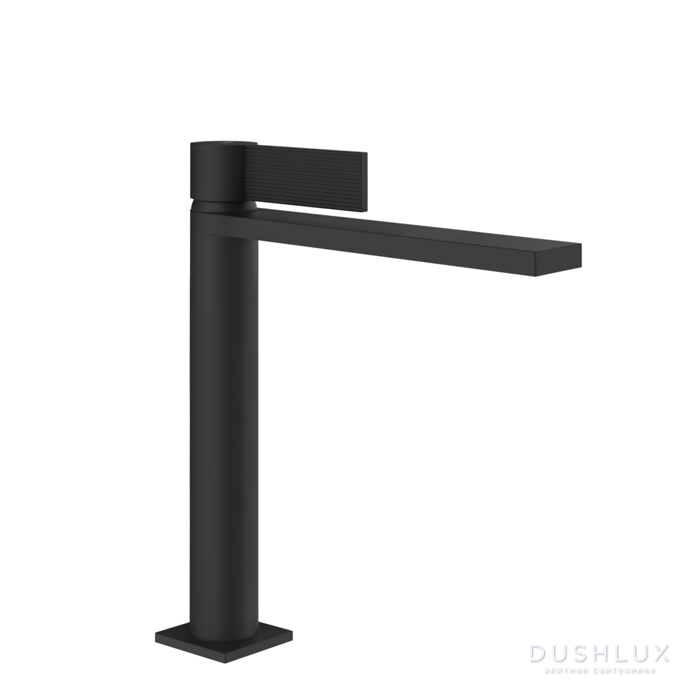 Фото Gessi Inverso Rigato Смеситель для раковины, 1 отв., с донным клапаном "Stop&Go", цвет: Matte Black