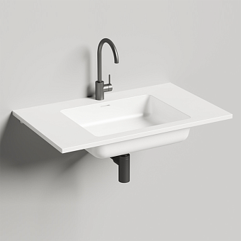 Salini Onda Раковина 80x50x16.3cм., подвесная, 1 отв., c переливом, S-Stone, цвет: белый матовый