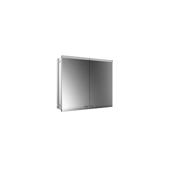 EMCO Evo Зеркальный шкаф 80x70см., подсветкой, встраиваемый, 2 двери, 2 полки, розетка, цвет: алюминий