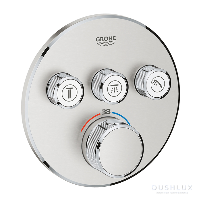 Фото Grohe Grohtherm SmartControl Смеситель для ванны/душа, встраиваемый, термостатический, цвет: supersteel