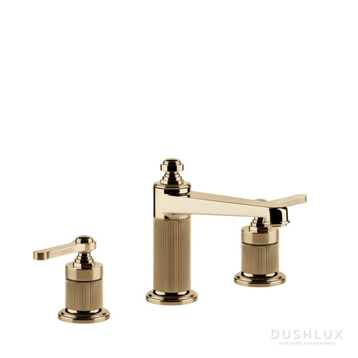 Фото Gessi Venti20 Смеситель для раковины, на 3 отв., высота излива 98 мм., цвет: Warm Bronze PVD