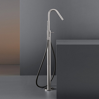 CEA Design GRADI Смеситель для ванны 98.5см., напольный, прогрессивный, с ручным душем, цвет: нержавеющая сталь/черный