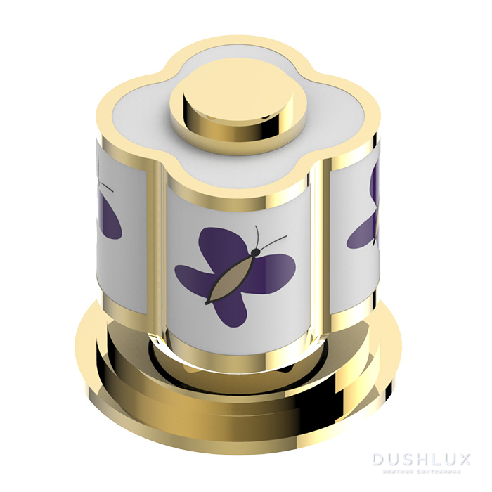 Фото THG CAPUCINE MAUVE DECOR OR Вентиль смесителя для ванны, декор золото/лиловый, цвет: полированное золото