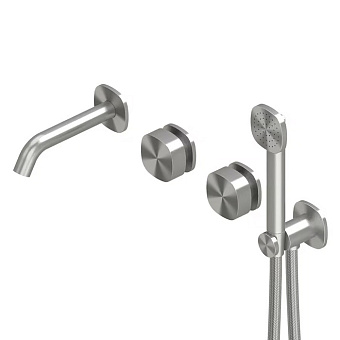QuadroDesign Super Смеситель для душа, настенный, с ручным душем, цвет: Brushed Stainless Steel