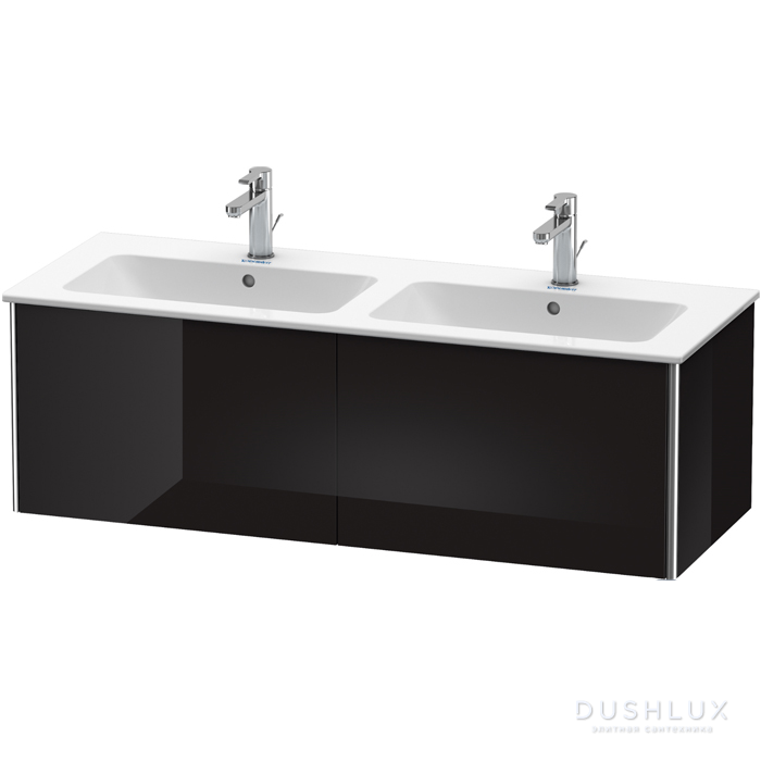 Фото Duravit XSquare База подвесная 128х47.8х40 см, с 2 раковинами, с 2 выдв ящик, цвет: черный глянцевый