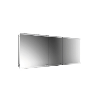 EMCO Evo Зеркальный шкаф 160x70см., с подсветкой, встраиваемый, 3 двери, 4 полки, розетка, цвет: алюминий