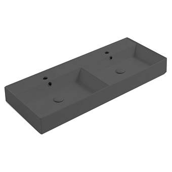 Simas Agile Раковина двойная 121x46см., подвесная, без перелива, без отв., цвет: черный матовый