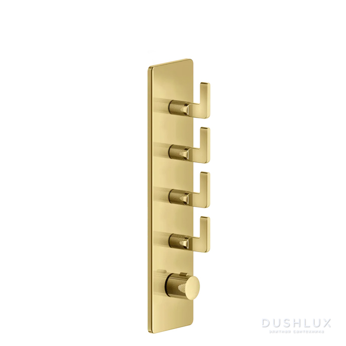 Фото Gessi Inciso Встраиваемый термостатический смеситель на 4 источника, резьба 3/4", цвет: золото