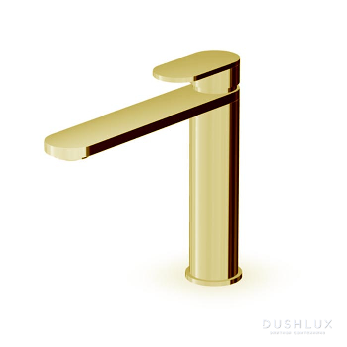 Фото Zucchetti Octo Смеситель для раковины, на 1 отв., с донным капаном, цвет: Brushed British Gold PVD