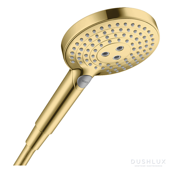 Фото Hansgrohe Raindance Select S Ручной душ 120 3jet (Rain, RainAir, Whirl), цвет: Полированное золото