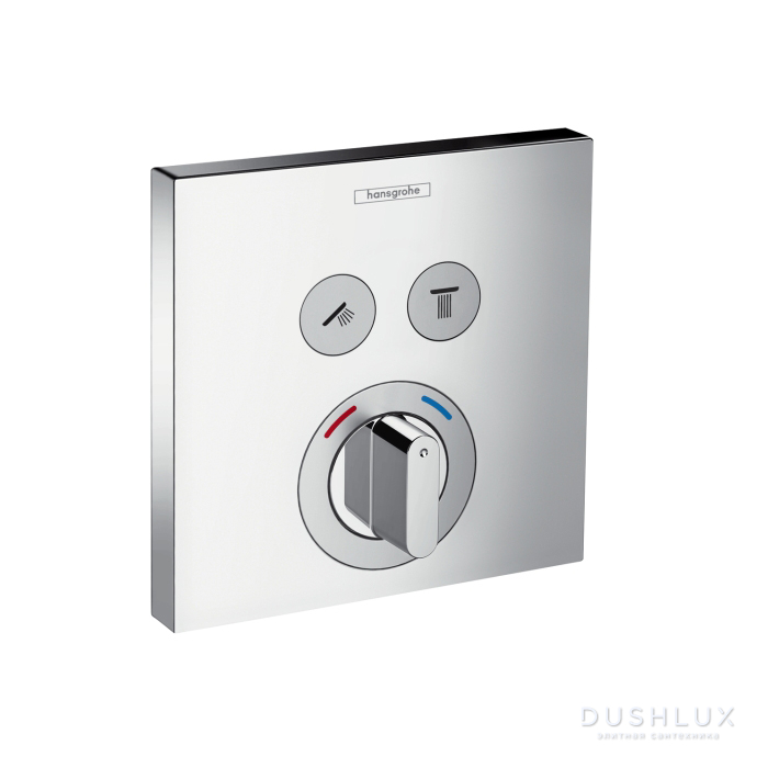 Фото Hansgrohe ShowerSelect Встраиваемый смеситель для душа, 2 источника с кнопками вкл/выкл., (внешняя часть), цвет: хром