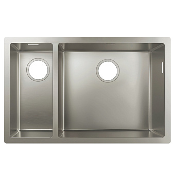 Hansgrohe S71 Мойка для кухни 70.5x45см., встраиваемая снизу, без отв., двойная, цвет: нержавеющая сталь