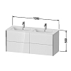Duravit XViu Тумба подвесная 128x48x56см с 2 раковинами, с 4 выдв ящик, цвет: белый глянцевый/champagne matt