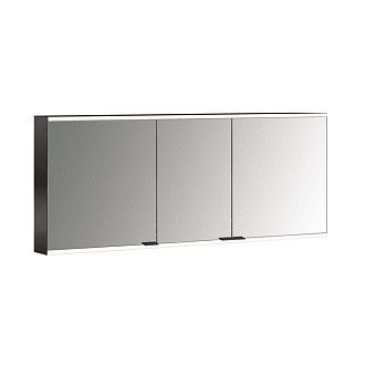Emco Prime Зеркальный шкаф 160см., с подсветкой LED 2 Facelift , цвет черный навесная модель, 3-дверки, IP 20 зеркальная задняя стенка