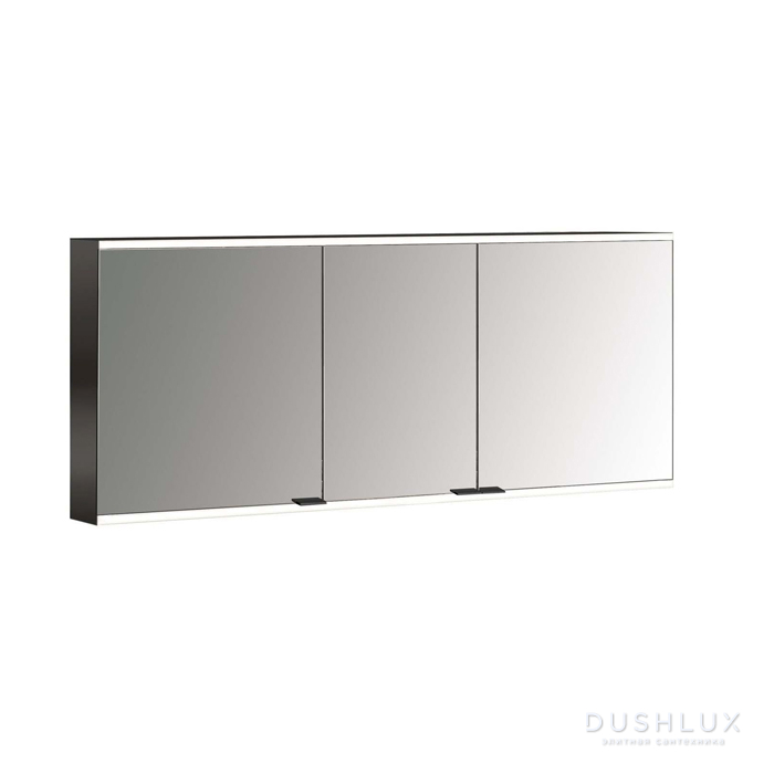 Фото Emco Prime Зеркальный шкаф 160см., с подсветкой LED 2 Facelift , цвет черный навесная модель, 3-дверки, IP 20 зеркальная задняя стенка