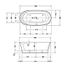 Duravit Cape Cod Ванна 185.5x88.5 см, отдельностоящая с бесшовной панелью и ножками с одним наклоном для спины со спец. сливом и перел., цвет: белый