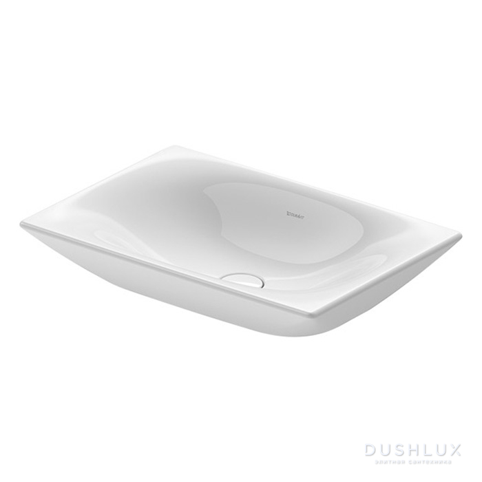 Фото Duravit Viu Раковина 60х41.5х10 см, без отв., накладная, без перелива, с креплением, выпуск с керамической крышкой, цвет: белый