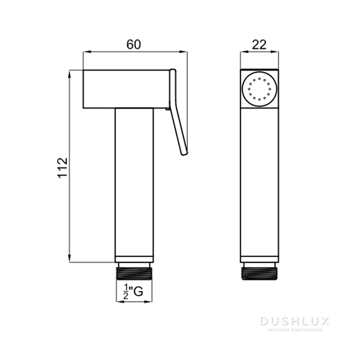Noken Square Гигиенический душ, круглая, настенный, цвет: медь ...