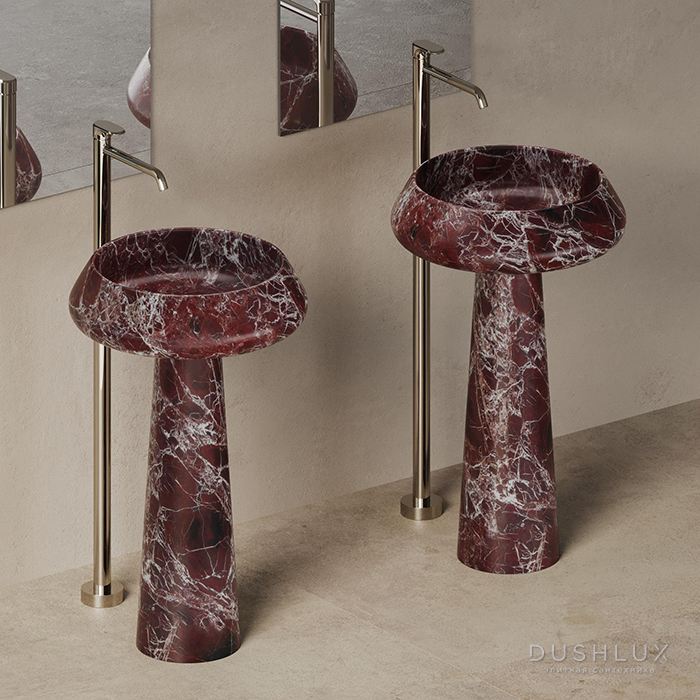 Фото Dea Design Marble Napoli Раковина 54.5x54.5x90см., напольная, без отв., мрамор, цвет: Rosso Levanto