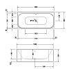 Duravit Happy D.2 Plus Ванна пристенная 180х80х60см, 2 наклона для спины, акриловая, ножки, цвет: белый